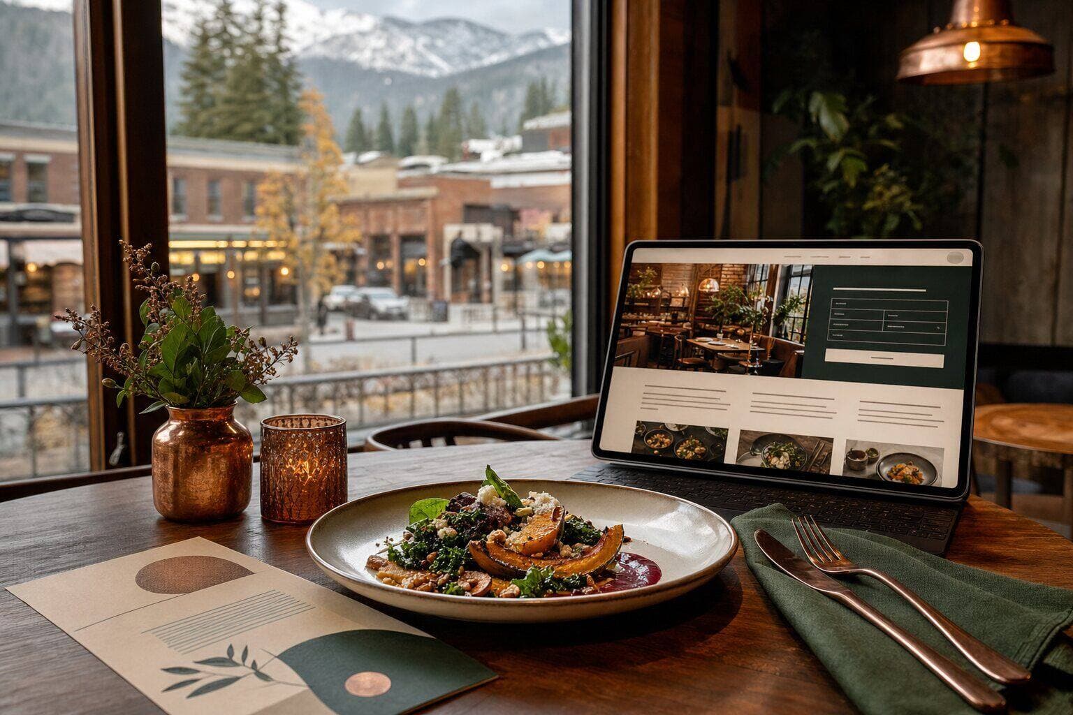 A Kootenay restaurant website shown on mobile and desktop, with menu, ordering, and reservations on a fast custom build