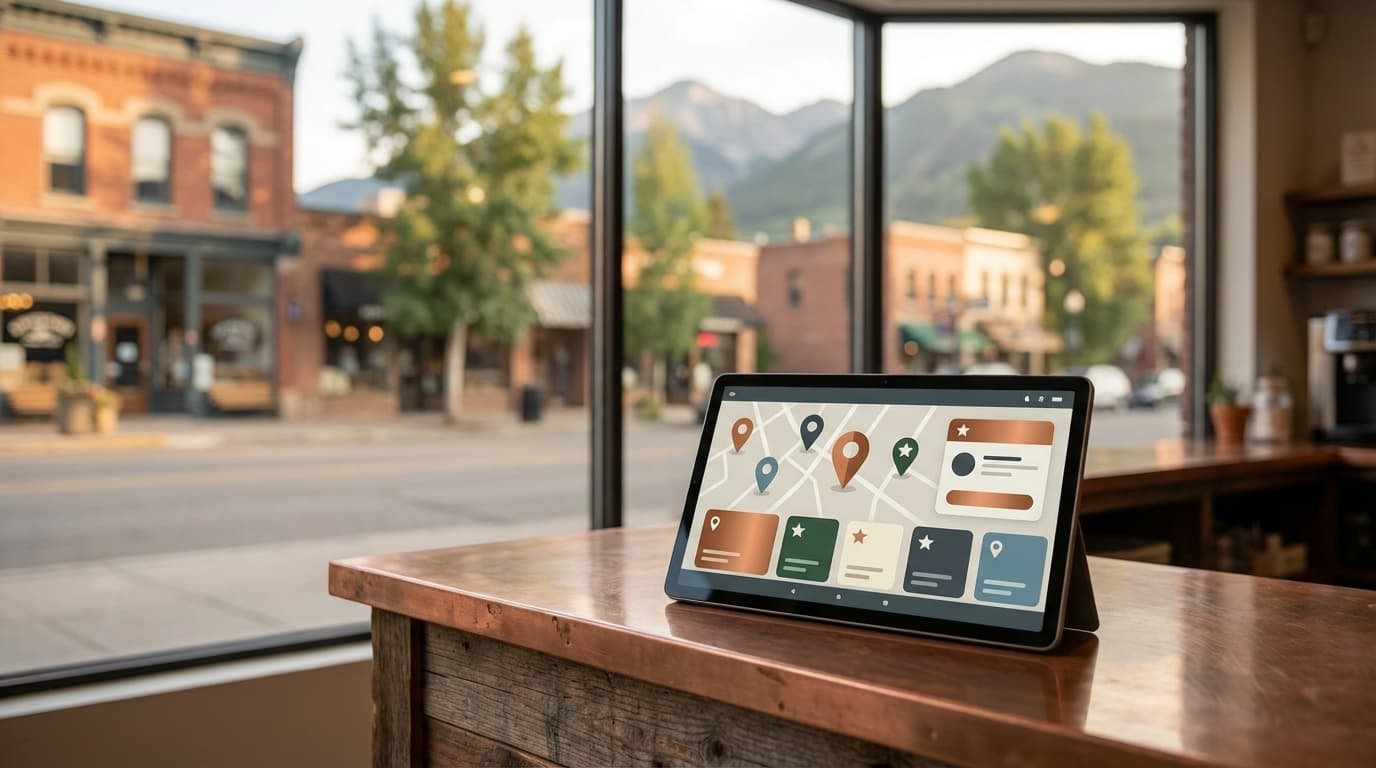 A Google Business Profile for a Kootenay business showing category, hours, service area, photos, and reviews