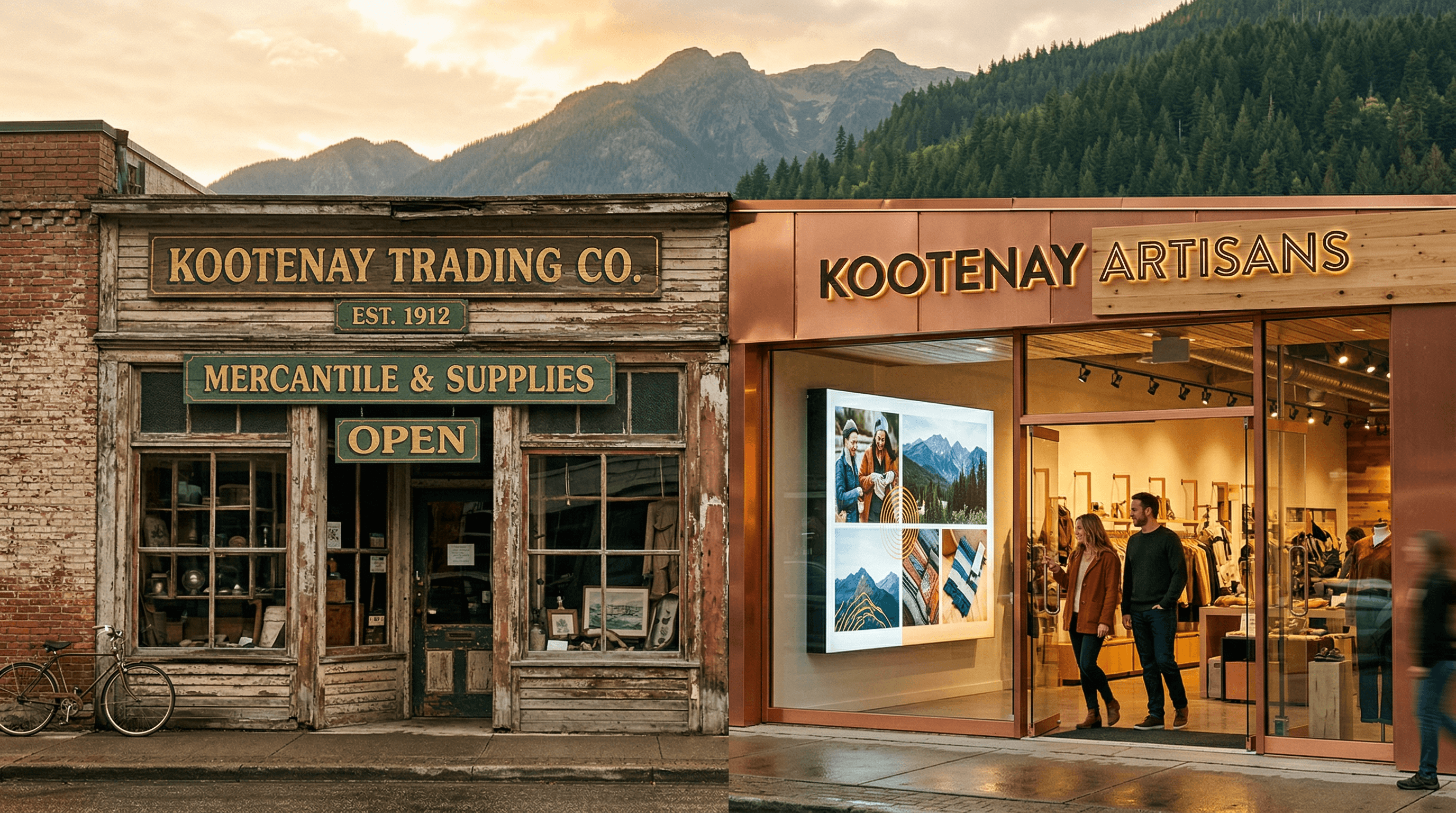 A Kootenay small business owner checking their website on a phone to decide between a refresh and a full rebuild