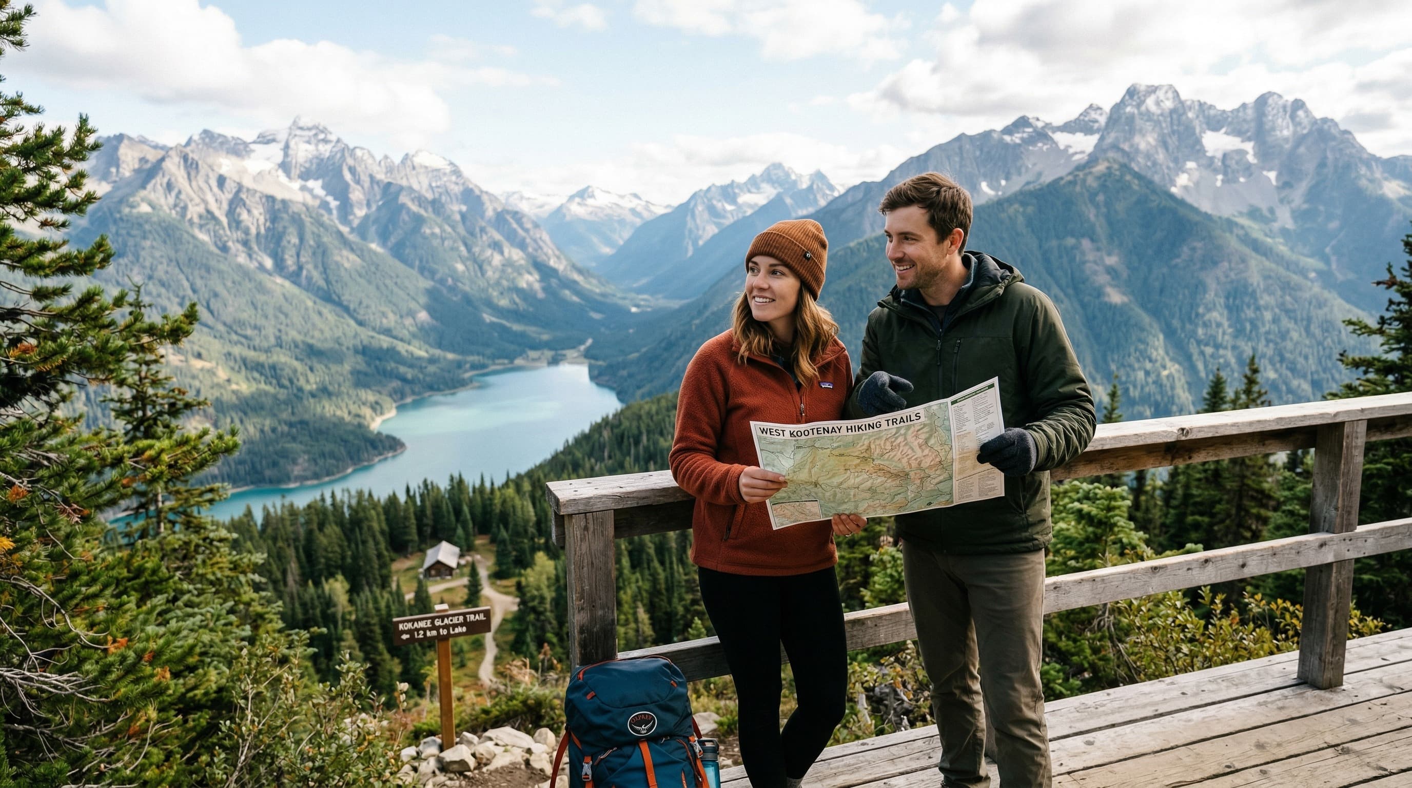 A Kootenay tourism website helping a trip planner choose a stay, tour, and route before arrival