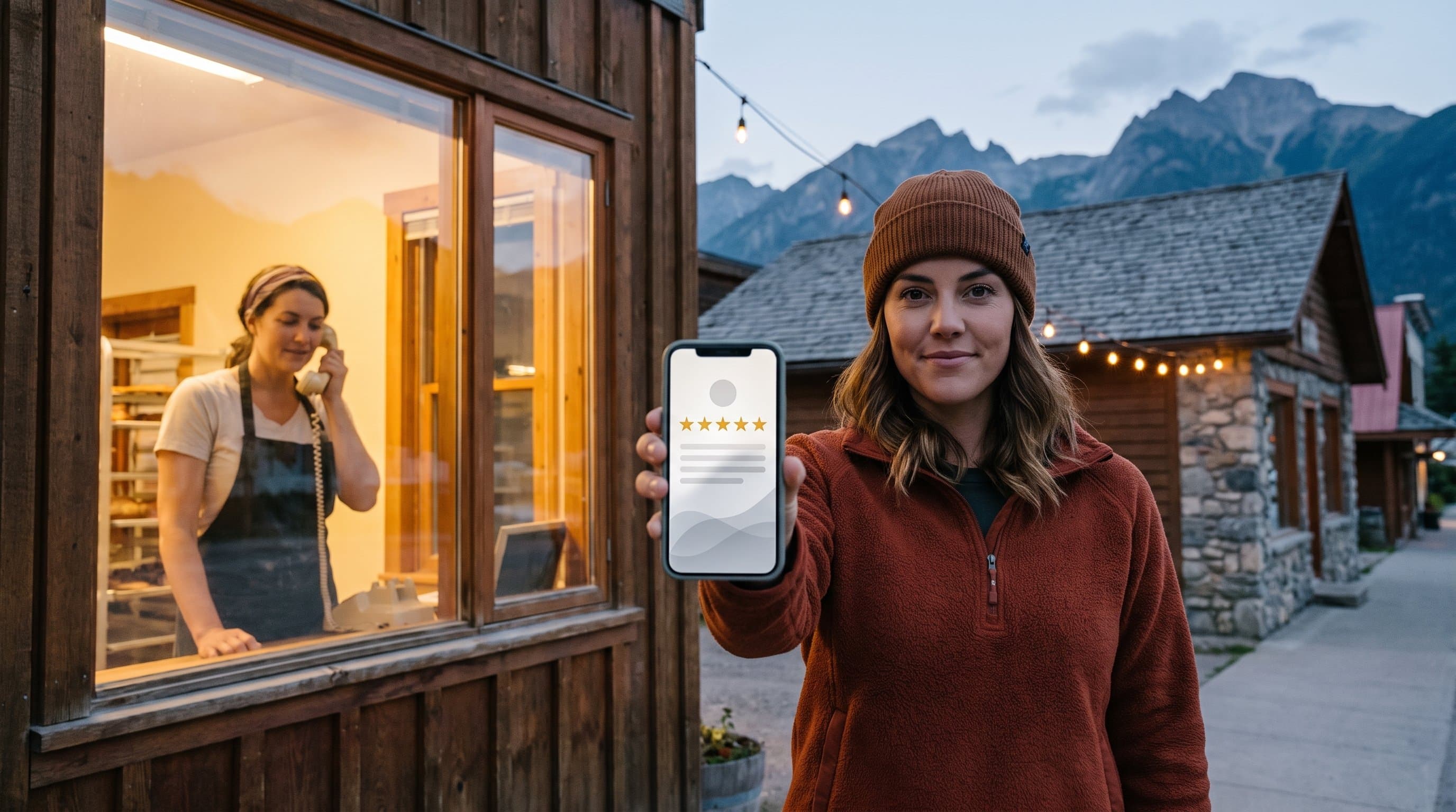 A Kootenay small business review ecosystem connecting the Google result, the website, and the phone call