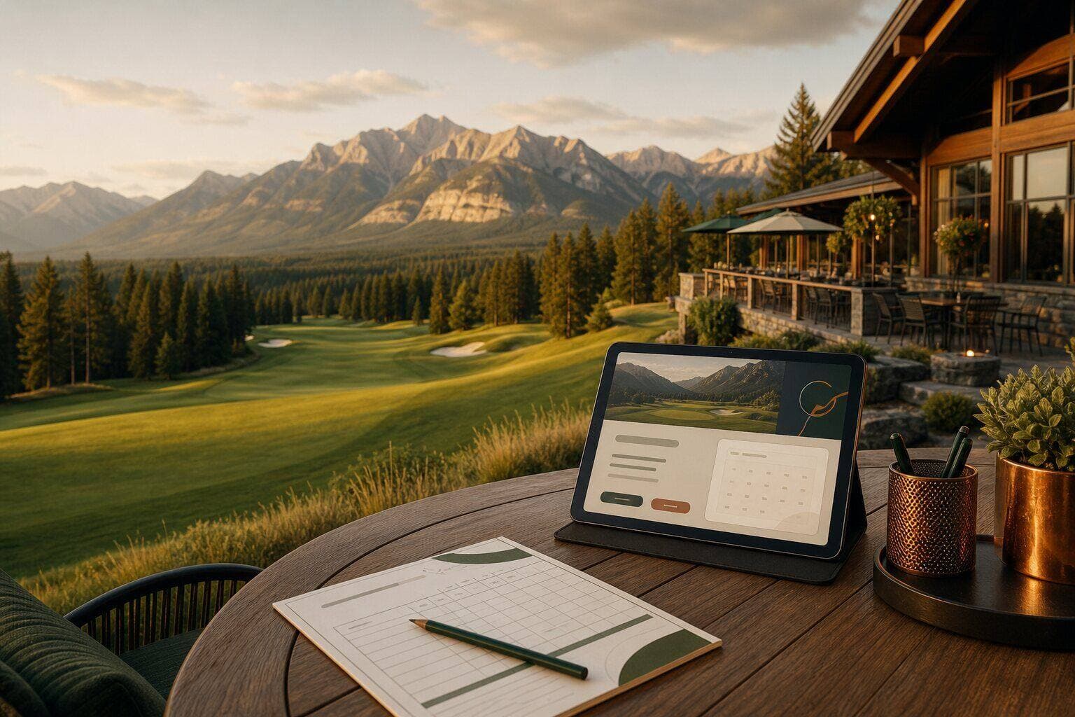 A scenic golf course in the Kootenay mountains, the kind of view a course website should lead with