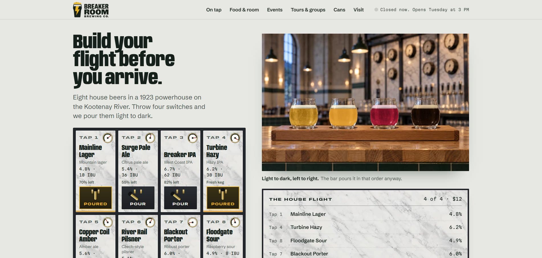 Breaker Room Brewing live site screenshot