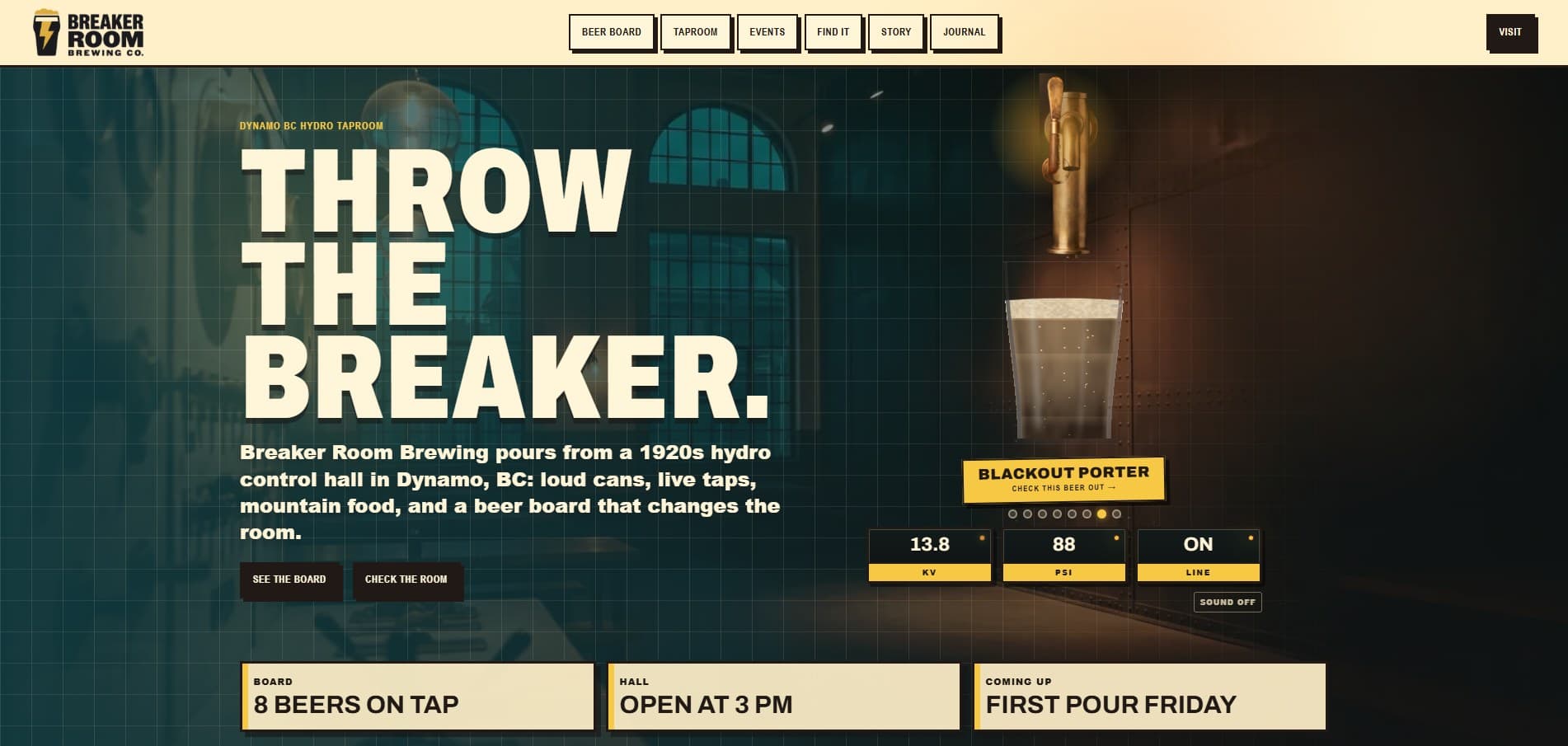 Breaker Room Brewing live site screenshot