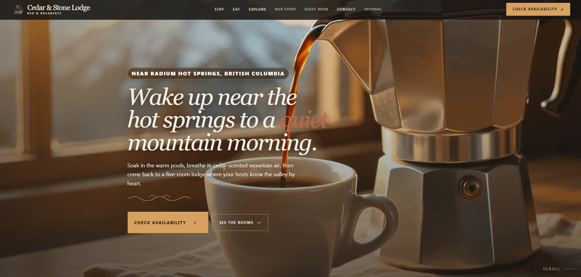 Cedar & Stone Lodge website by Kootenay Made Digital