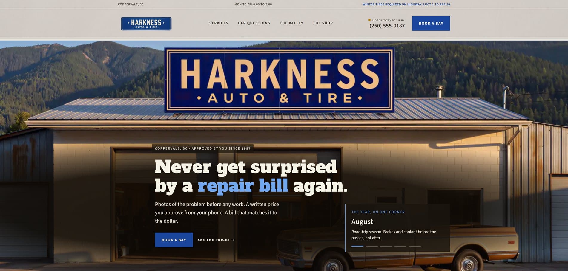 Harkness Auto & Tire live site screenshot