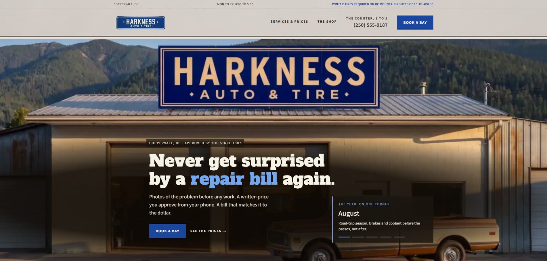 Harkness Auto & Tire live site screenshot