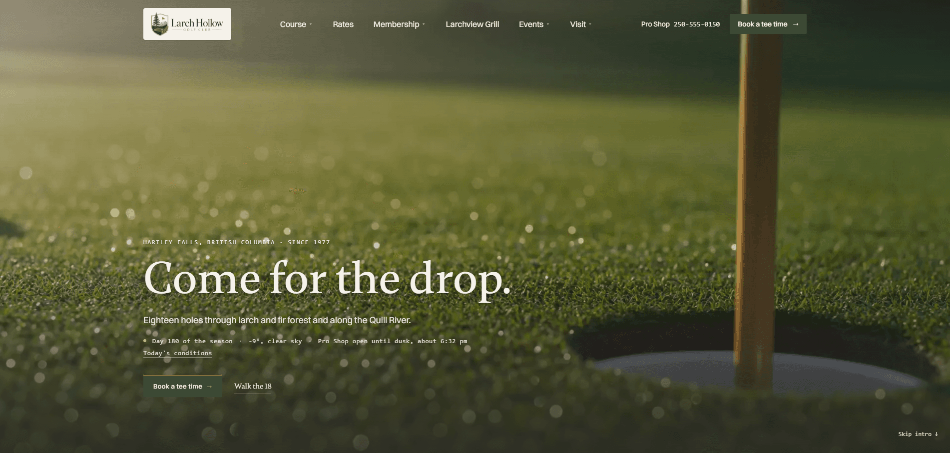 Larch Hollow Golf Club website build by Kootenay Made Digital