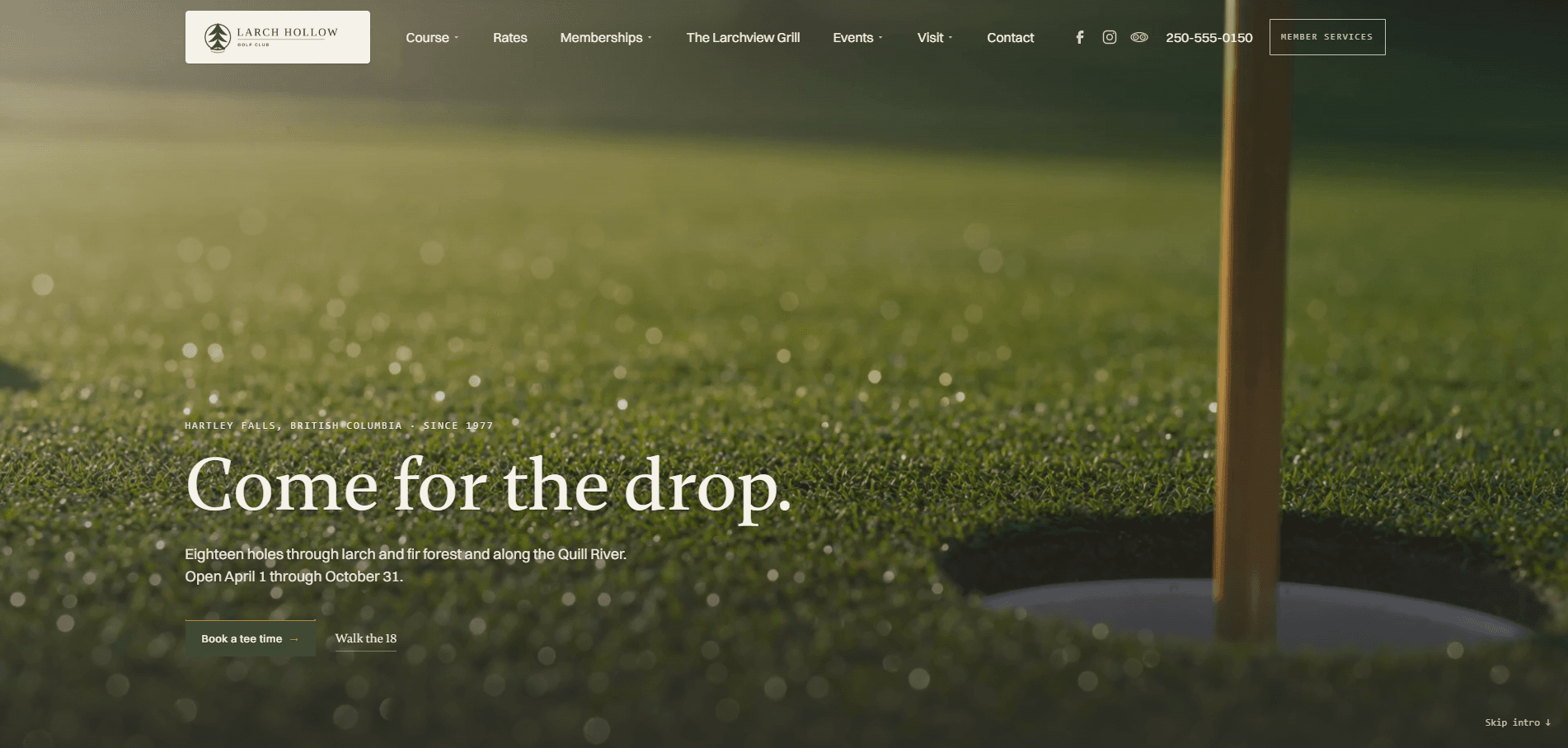 Larch Hollow Golf Club website by Kootenay Made Digital