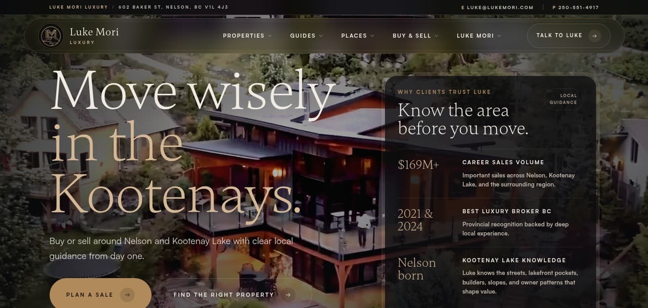 Luke Mori Luxury Real Estate homepage preview