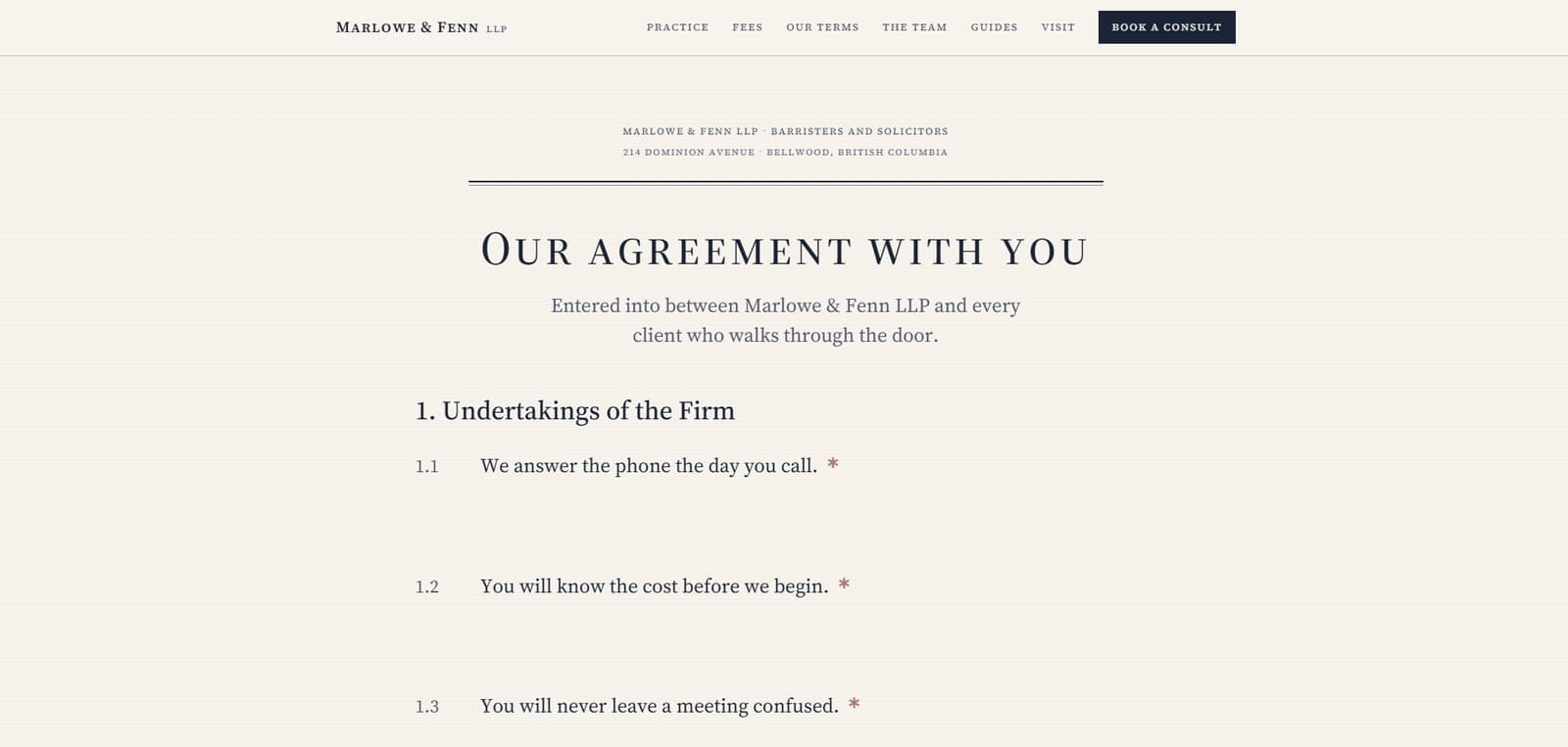 Marlowe & Fenn LLP law firm concept homepage preview