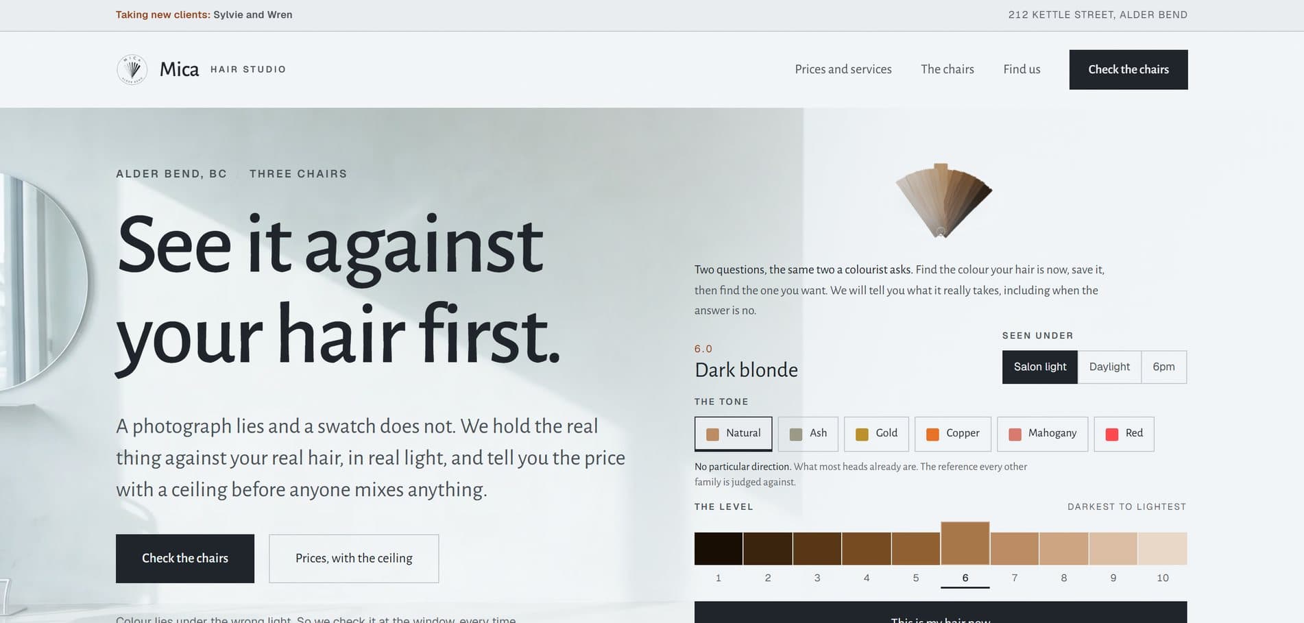 Mica Hair Studio website by Kootenay Made Digital
