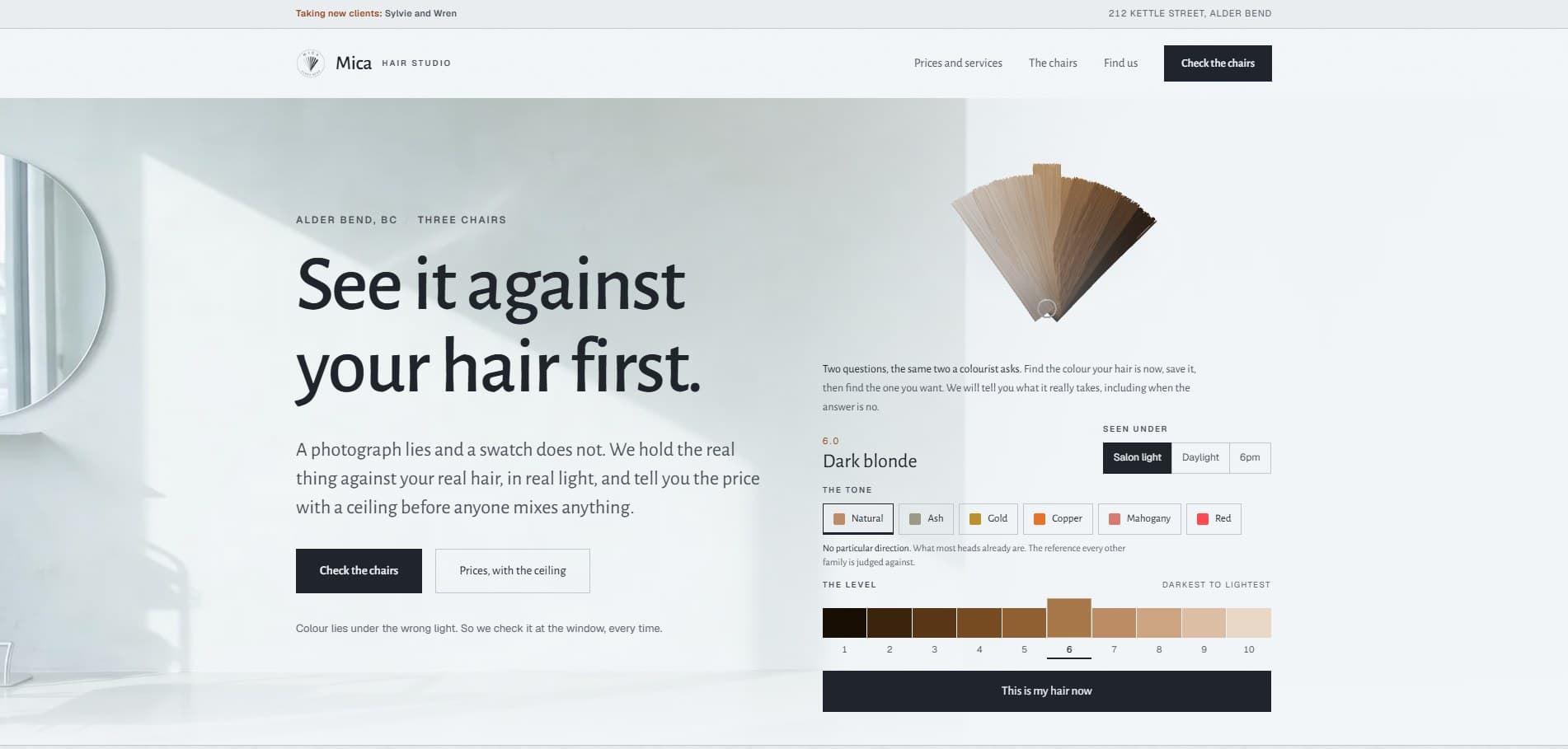 Mica Hair Studio live site screenshot