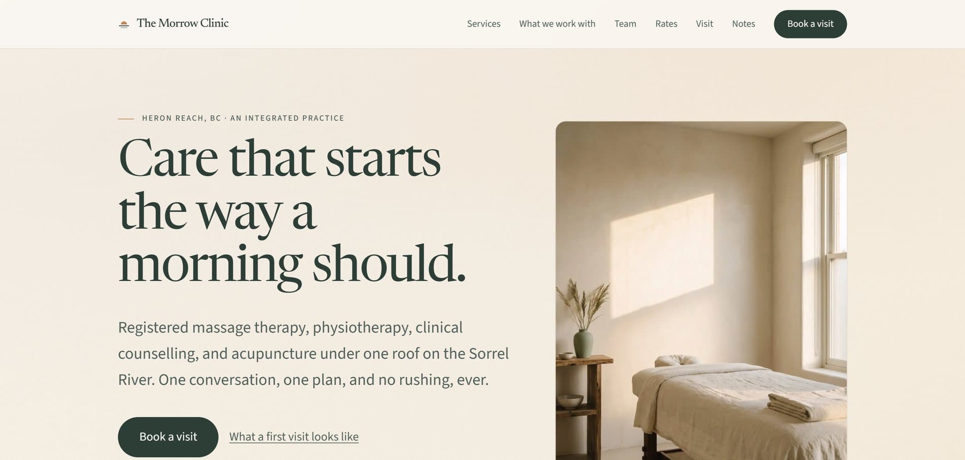 The Morrow Clinic live site screenshot