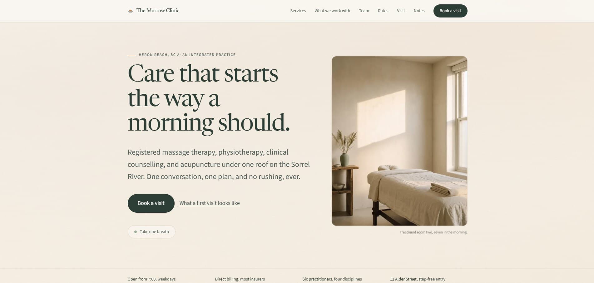 The Morrow Clinic website by Kootenay Made Digital
