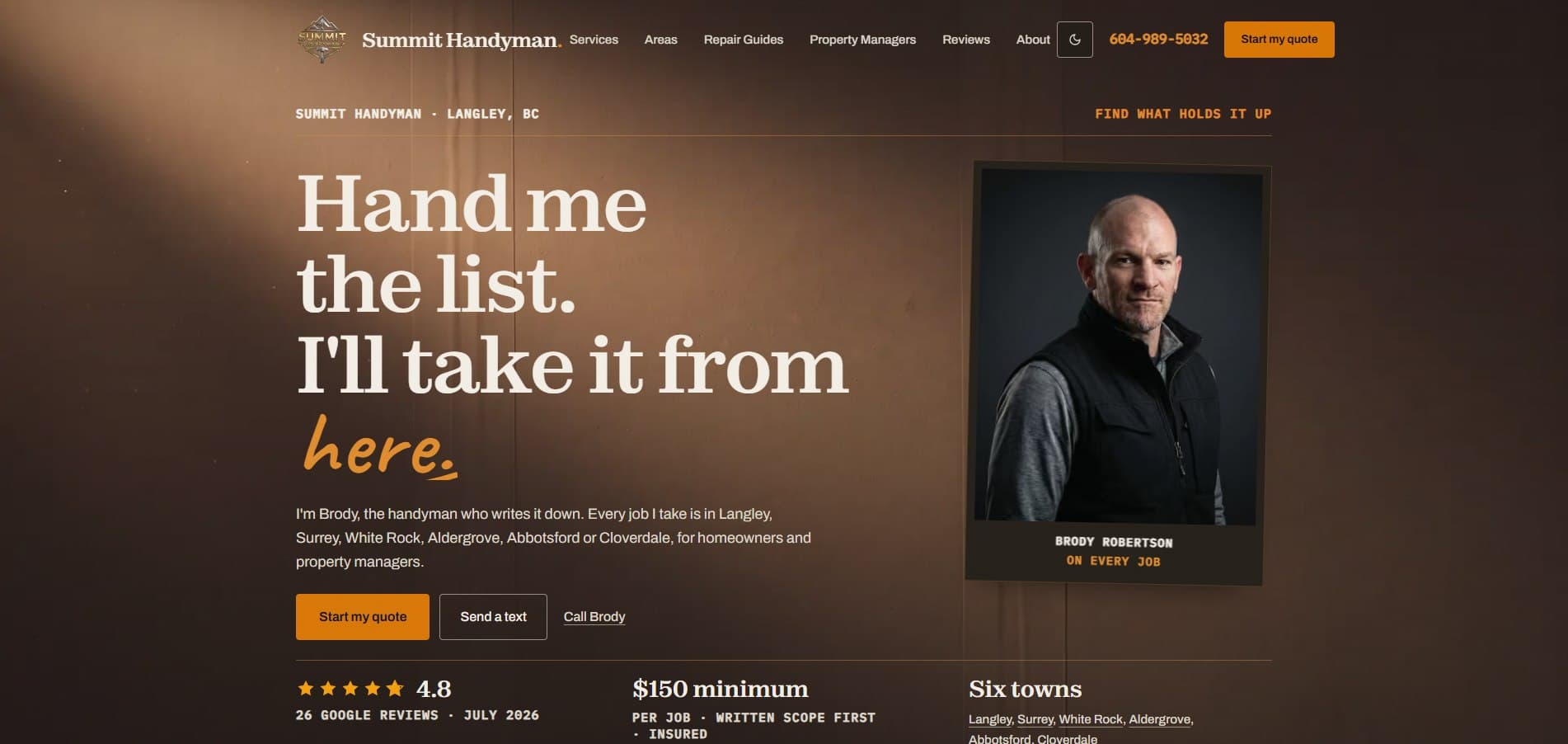 Summit Handyman live site screenshot