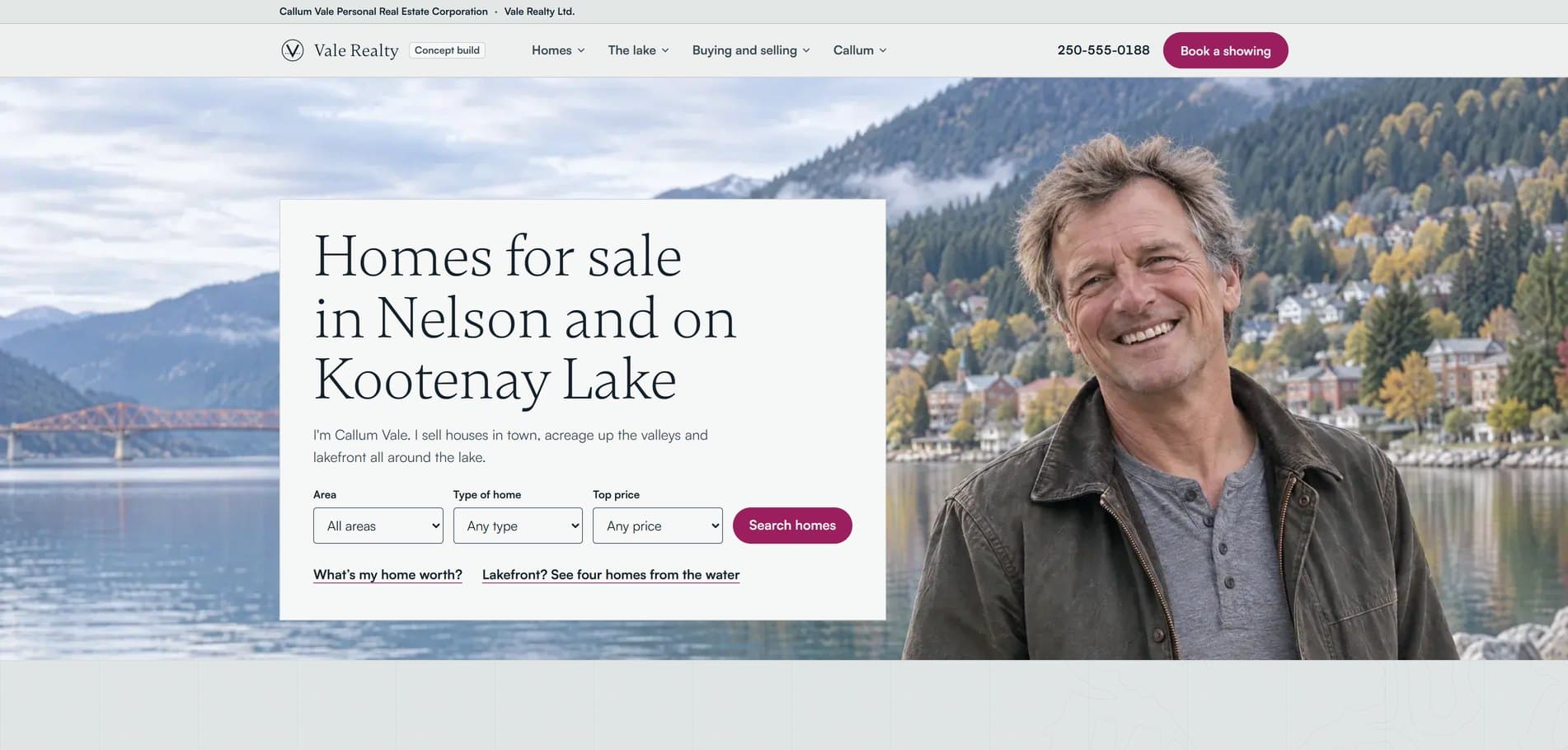 Vale Realty live site screenshot