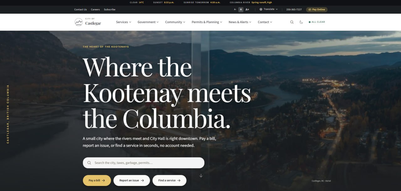 City of Castlegar homepage preview